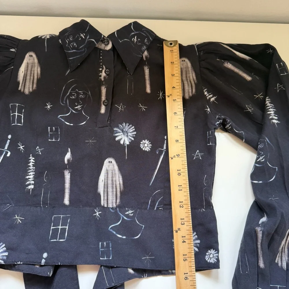 Samantha Pleet Haunted Top Blouse Size 00 Halloween Ghost Goth RARE - Picture 7 of 10